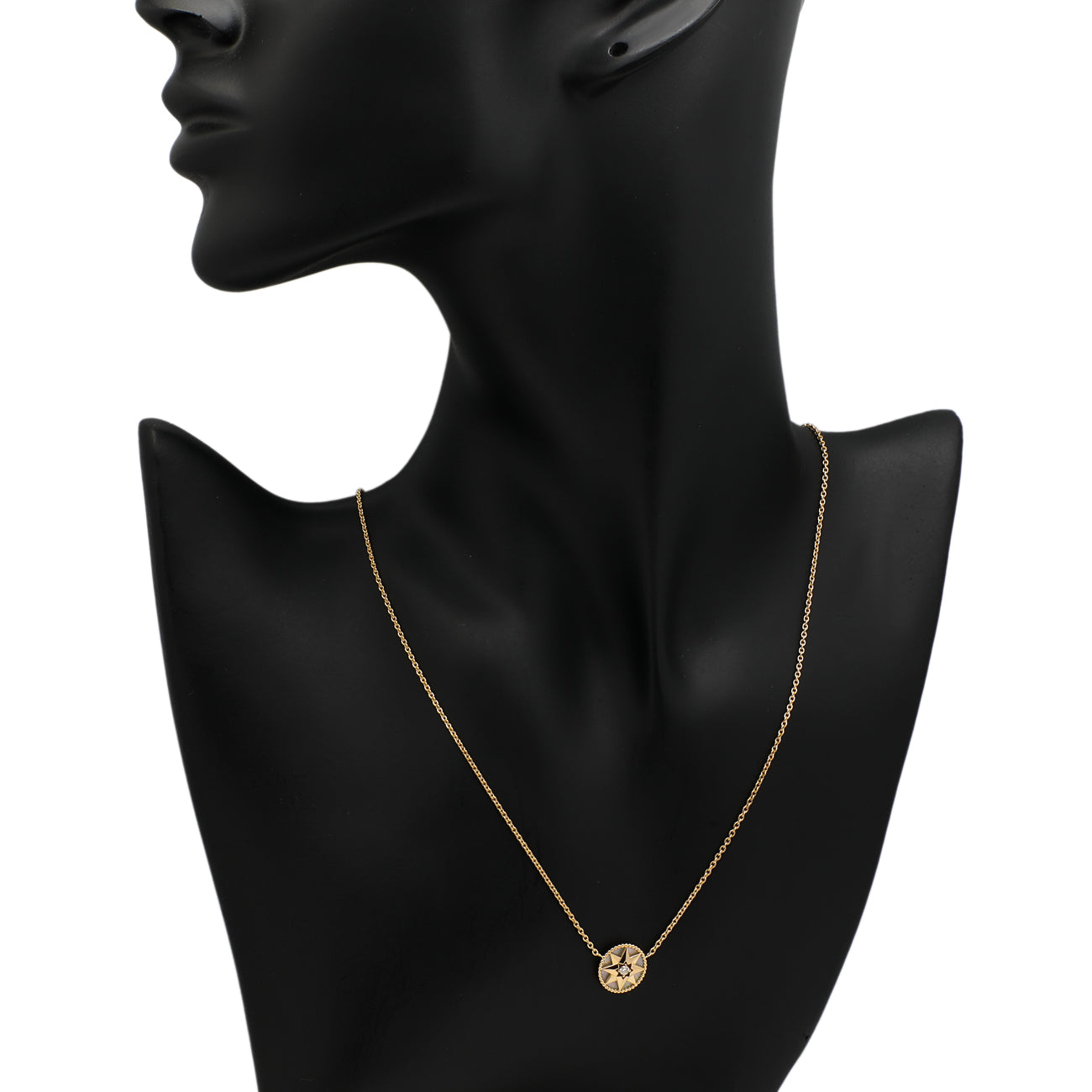 Christian Dior 18K Gelbgold Diamant Perlmutt Rose des Vents Halskette