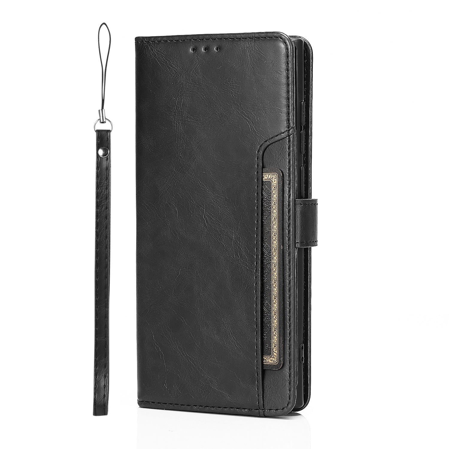 SAHARA - Folio Black Leather Wallet Case - Samsung Galaxy S22 Ultra