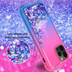Shiny Flowing Glitter Liquid Bumper Case For Apple Iphone 12 Pro Max In Pink