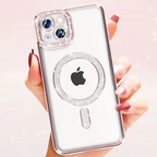 Entronix [Magnetic] Case Compatible with iPhone 15 - [Clear Back] Luxury Diamonds