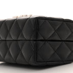 Lambskin Quilted Pearl CC Vanity Case Black