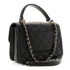 Lambskin Quilted Small Trendy CC Chain Dual Handle Flap Bag Black