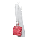 Supple Calfskin Printed Papier A5 Zip Around Tote Red Pink White