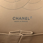 Caviar Quilted Jumbo Double Flap Beige