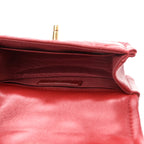 Shiny Lambskin Quilted Extra Mini Flap Red