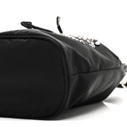 Tessuto Saffiano Ricamo Sequin Crystal Embellished Mini Re-Edition 1978 Bucket Bag Black