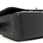 Caviar Quilted Jumbo Double Flap Dark Grey