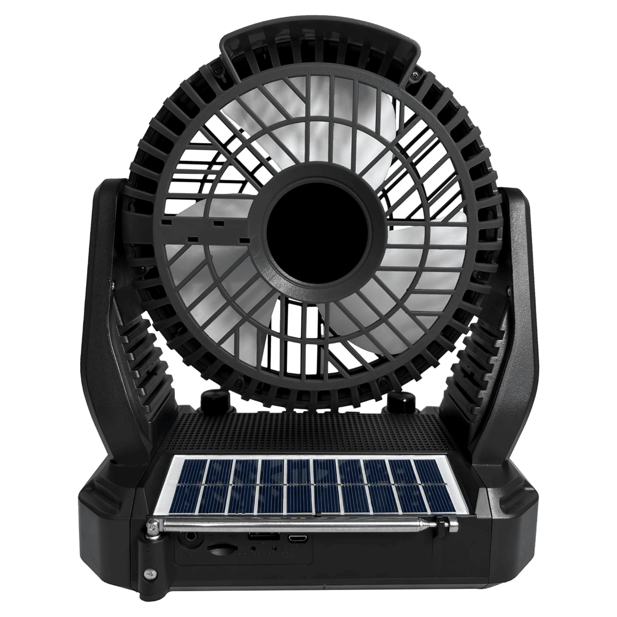 Solar-Powered BT Speaker with FM Radio, LED Flashlight & Fan
