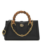 Textured Dollar Calfskin Web Small Diana Shoulder Bag  Black
