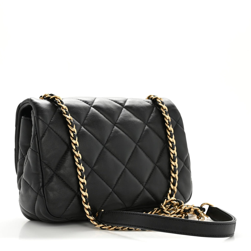Lambskin Quilted Mini Flap Black