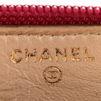 Lambskin Camellia Embossed Large Gusset Zip Around Wallet Fuchsia