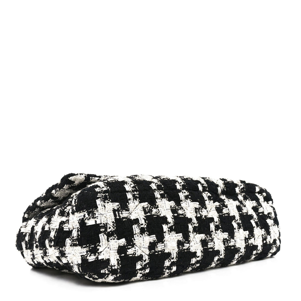 Tweed Quilted Large Chanel 19 Flap Black Ecru White