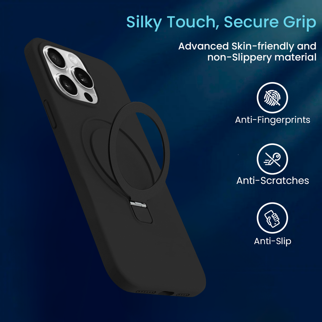 Entronix [Magnetic] Case Compatible with iPhone 15 Pro - Soft-Touch Liquid Silicone Gripstand
