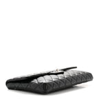 Lambskin Quilted Flap Clutch Black