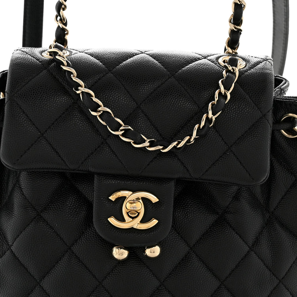 Caviar Quilted Mini Urban Spirit Backpack Black
