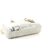 Calfskin Newspaper Printed Small Lady D-Joy Black White