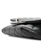 Calfskin Quilted CC Uniform Flap Belt Bag Black