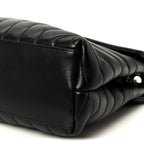 Calfskin Y Quilted Monogram Medium Loulou Chain Satchel Black