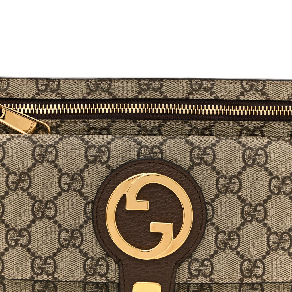 GG Supreme Monogram Textured Dollar Calfskin Blondie Belt Bag Beige Ebony New Acero