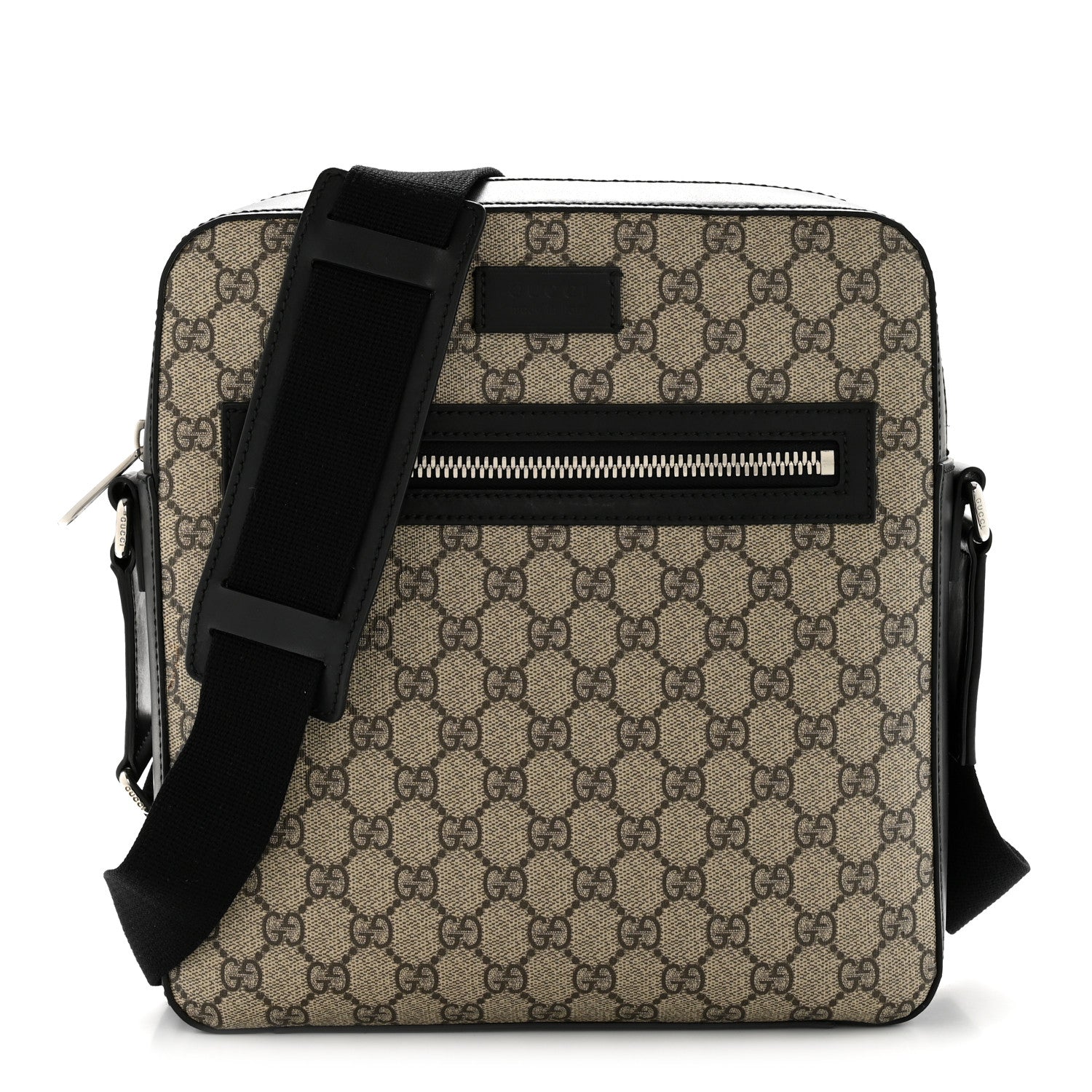 GG Supreme Monogram Flat Messenger Bag Beige Black New Acero