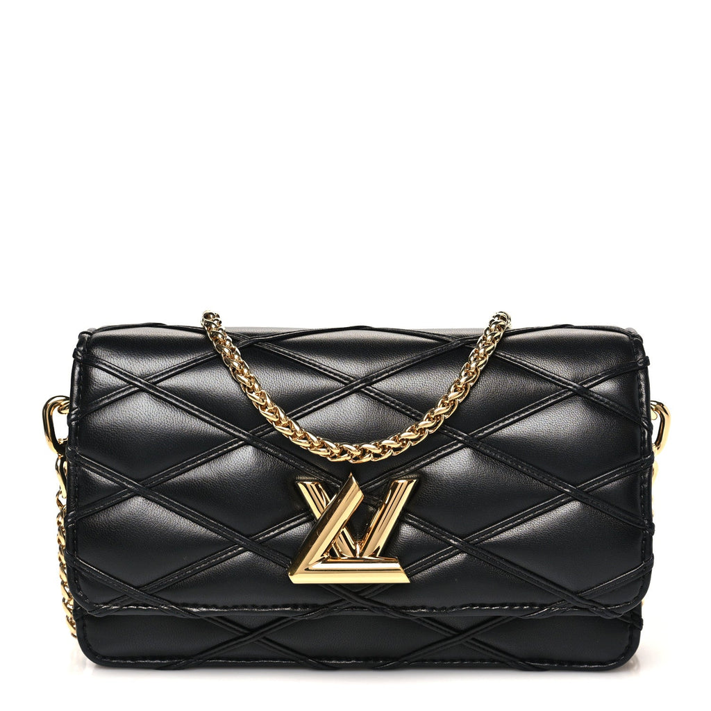 Lambskin Malletage Wallet On Chain GO-14 Black
