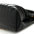 Calfskin Y Quilted Monogram Medium Loulou Chain Satchel Black