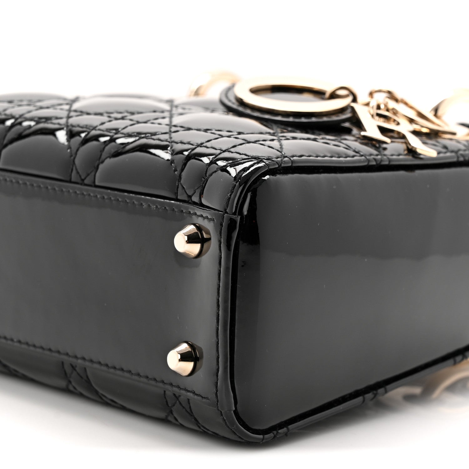 Patent Cannage Mini Lady Dior Black