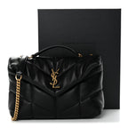 Lambskin Quilted Toy Loulou Puffer Monogram Chain Satchel Black
