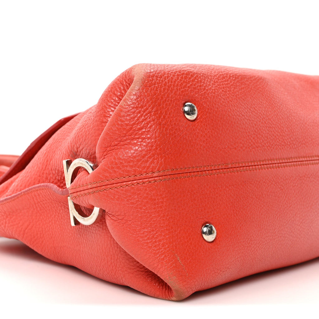 Grained Calfskin Large Sofia Satchel Sunset