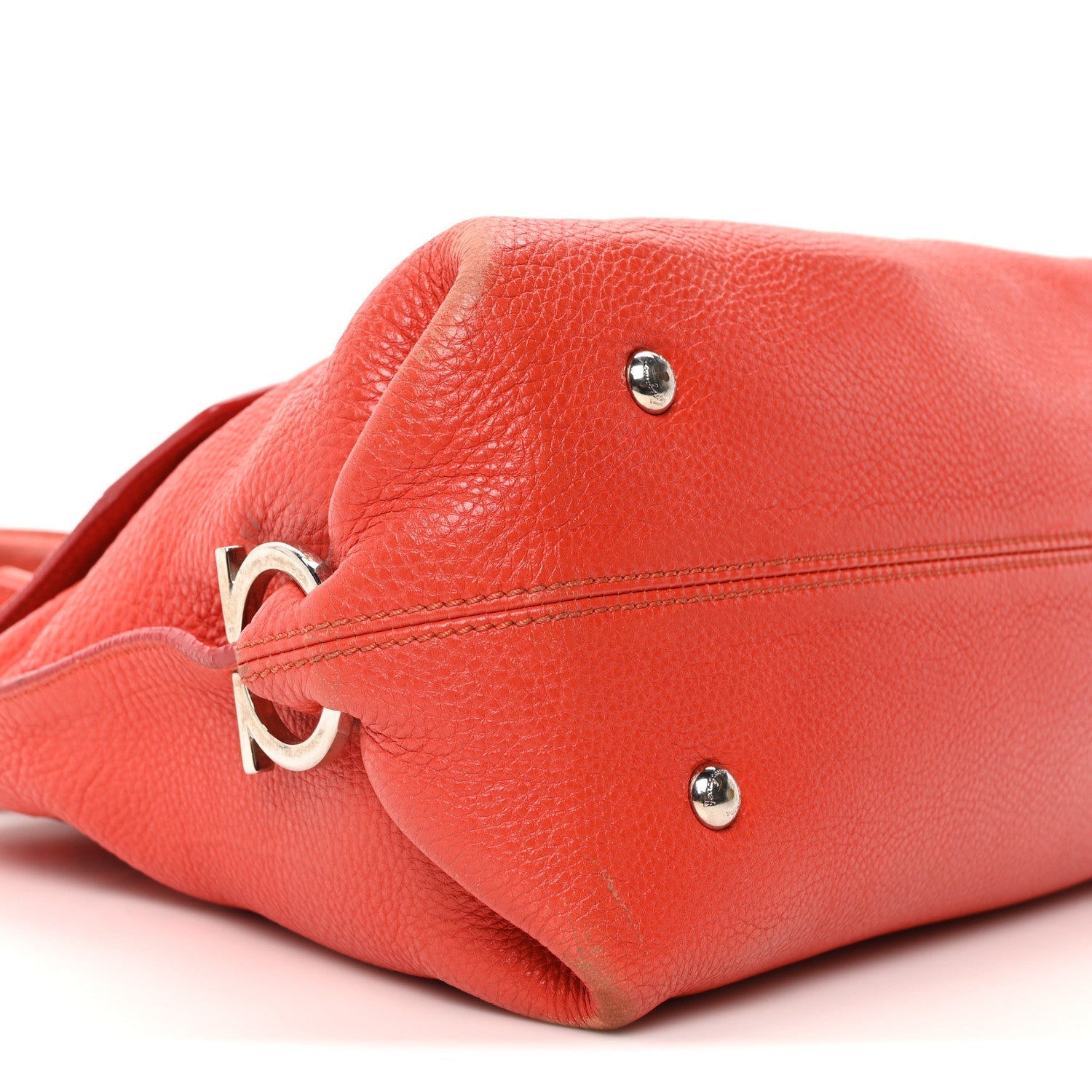 Grained Calfskin Large Sofia Satchel Sunset