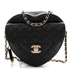Lambskin Quilted CC In Love Heart Bag Black