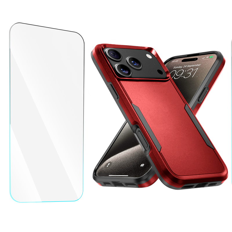 Entronix Bundle Compatible with iPhone 17 Pro Max - Soft-Touch Dual-Layer Case & 1 Clear Screen Protector