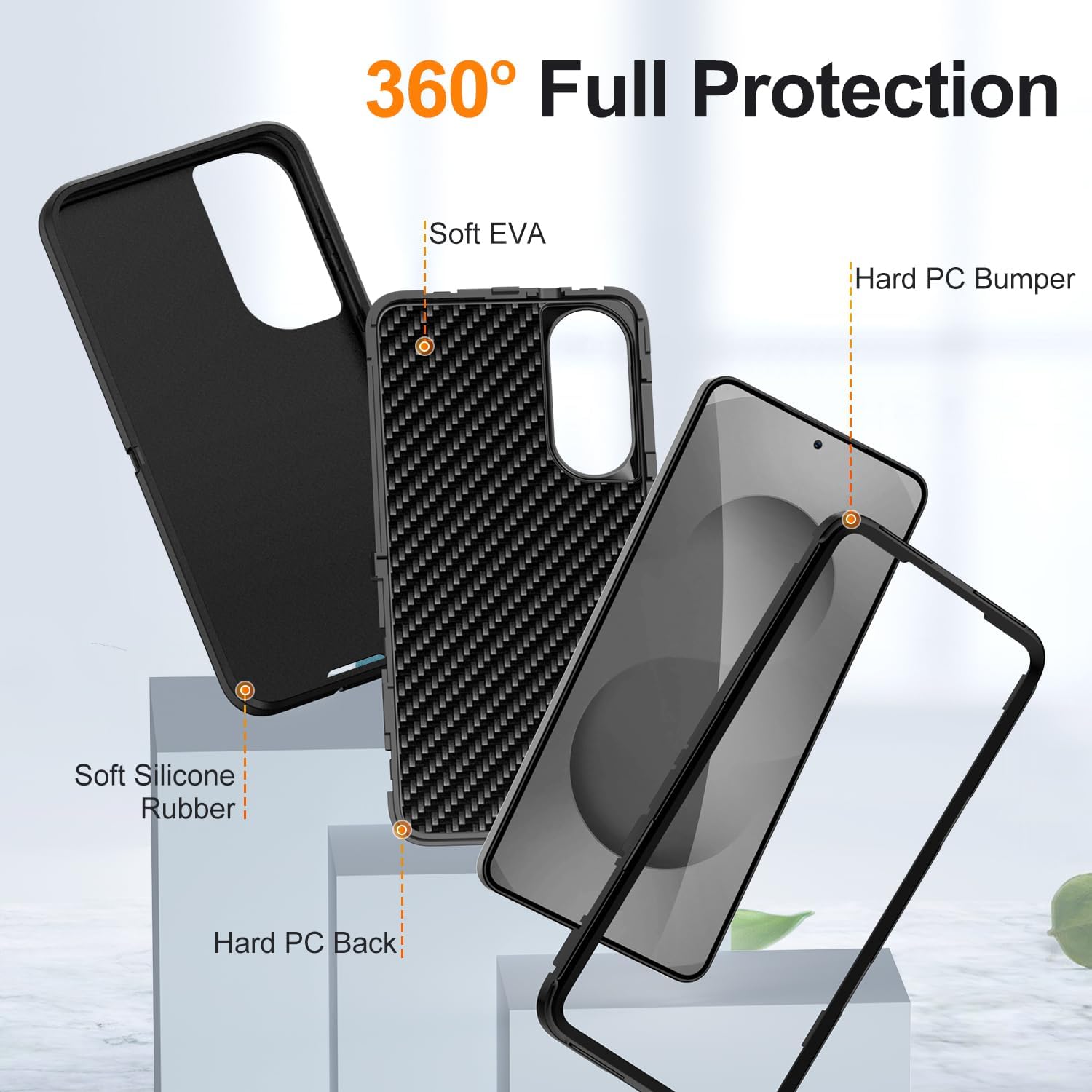 Entronix Case Compatible with Galaxy S25 Edge - Triple-Layer Heavy Duty Protection