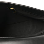 Calfskin Stitched Chain Flap Black
