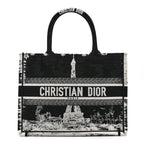 Canvas Embroidered Medium Paris Book Tote Black White