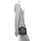 Shiny Crumpled Calfskin Quilted Nano 31 Shopping Bag Black