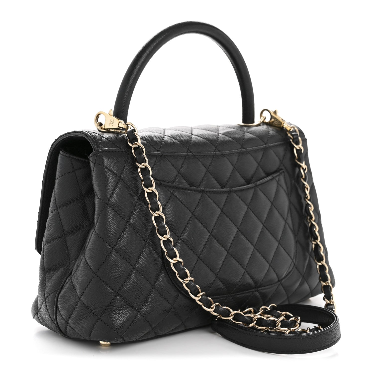 Caviar Quilted Small Coco Handle Flap Black