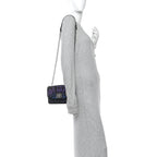 Grained Calfskin Graffiti BB Chain Wallet Black Bleu Violet