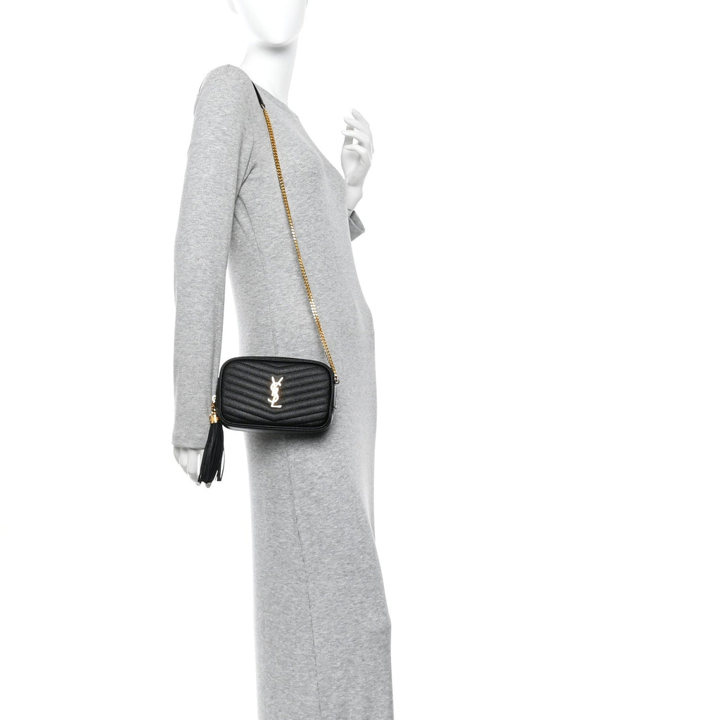 Grain De Poudre Matelasse Monogram Mini Lou Camera Bag Black