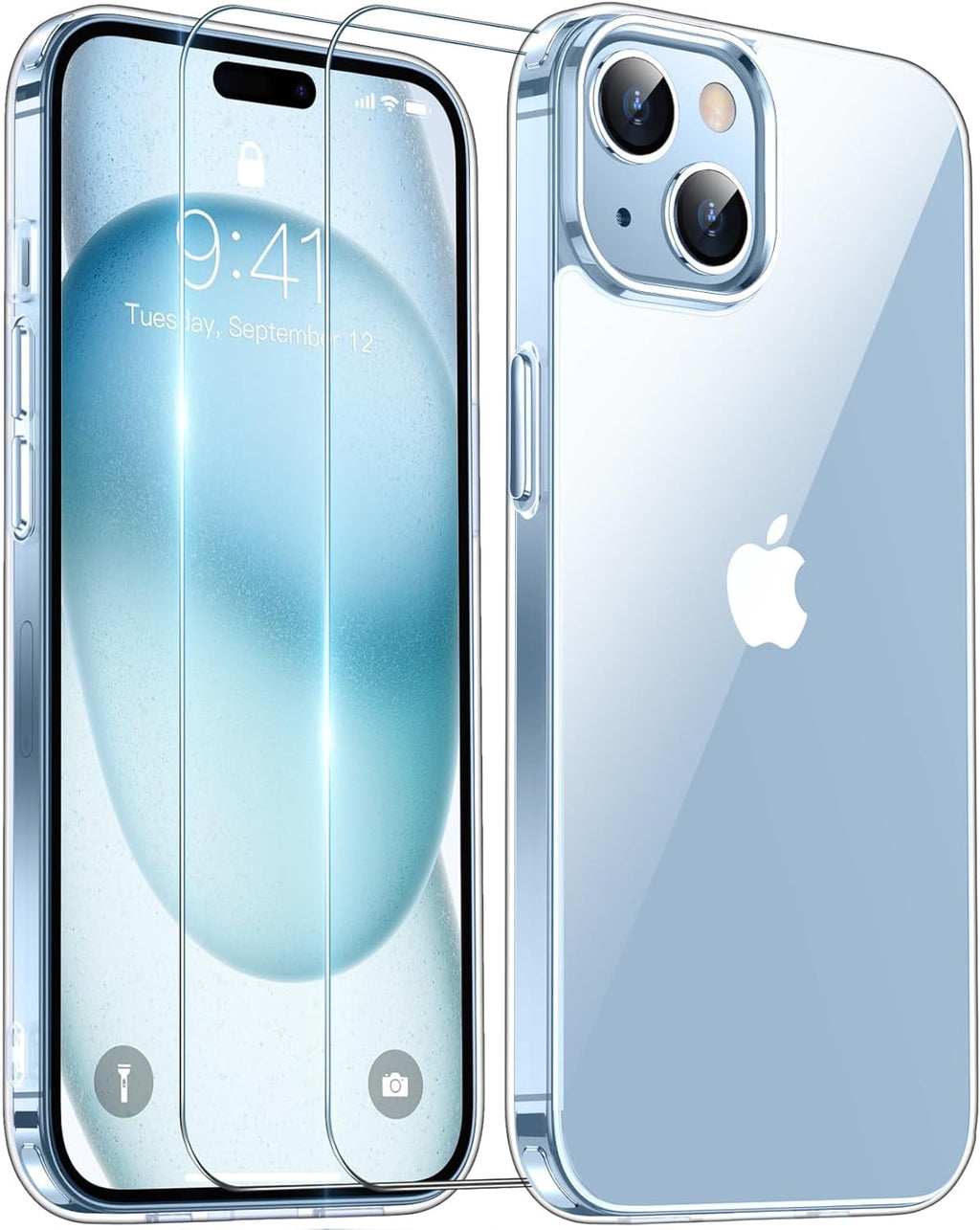 Entronix Bundle Compatible with iPhone 15 Plus - [Hard] Clear Case & 2 Clear Screen Protectors