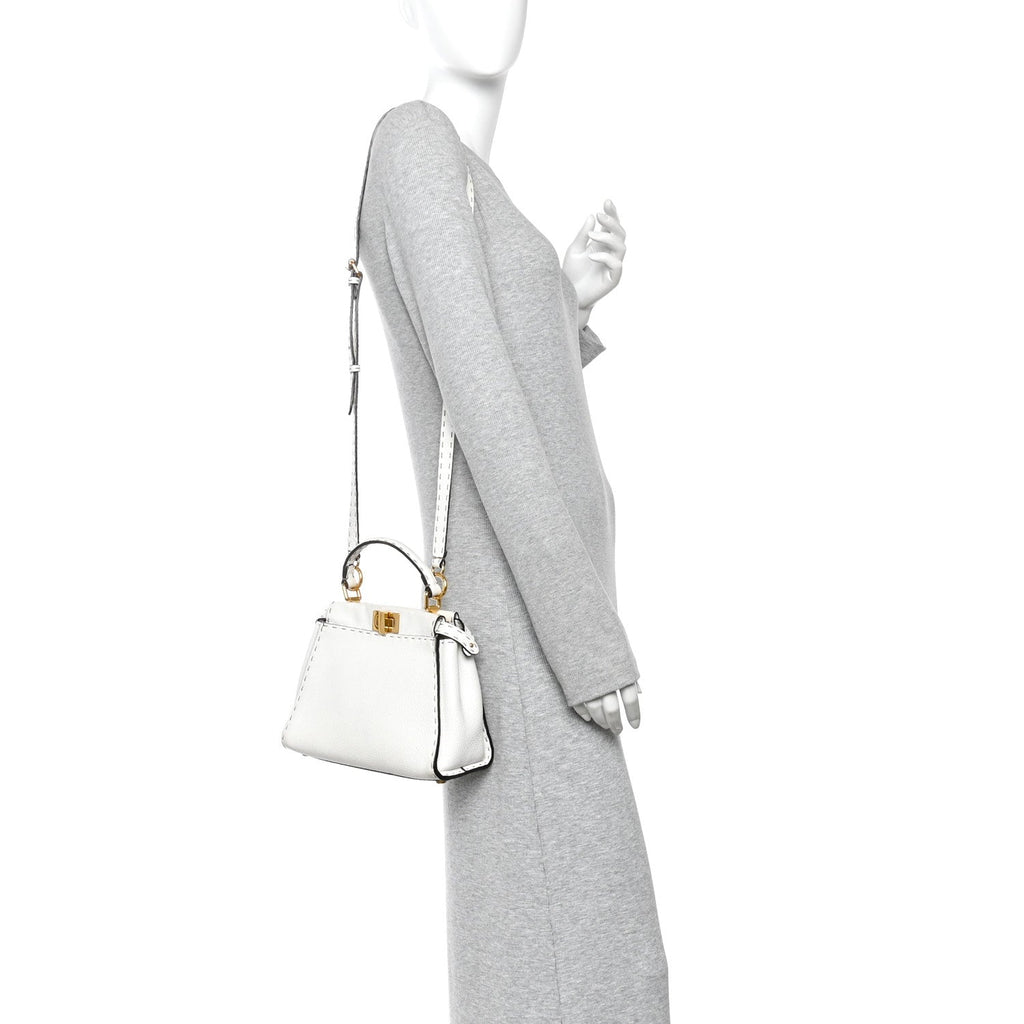 Cuoio Romano Selleria Mini Peekaboo Iconic Satchel White