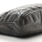 Calfskin Quilted CC Shopping Tote Black