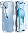 Entronix Bundle Compatible with iPhone 15 Plus - [Hard] Clear Case, 1 Clear Screen Protector & 1 Camera Lens Protector