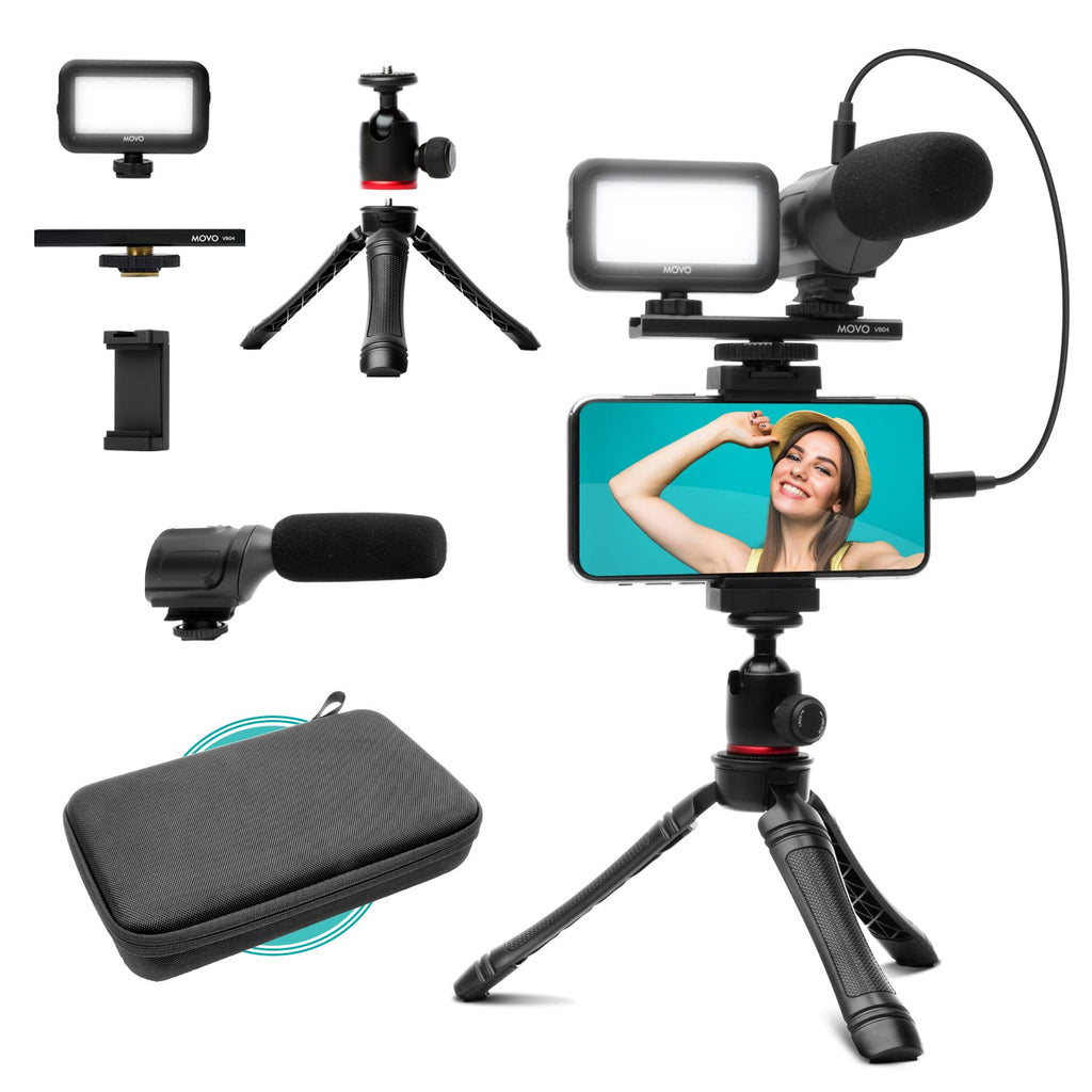 Movo uVlogger Kit for Android with Light, Mic, Phone Mount, Tripod