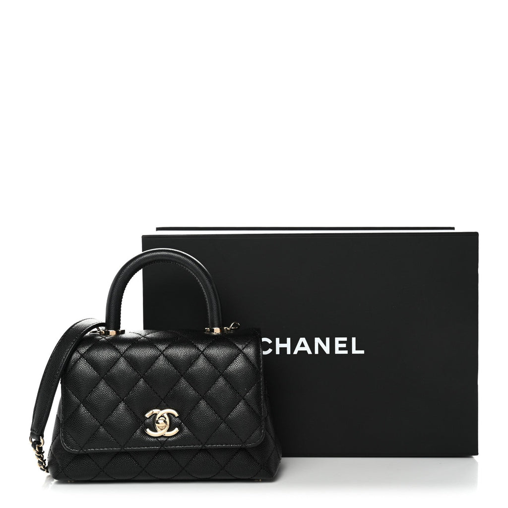 Caviar Quilted Extra Mini Coco Handle Flap Black