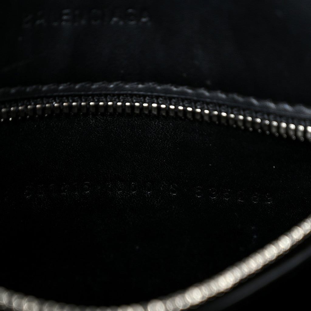 Shiny Calfskin Logo Crocodile Embossed XXS Everyday Tote  Black
