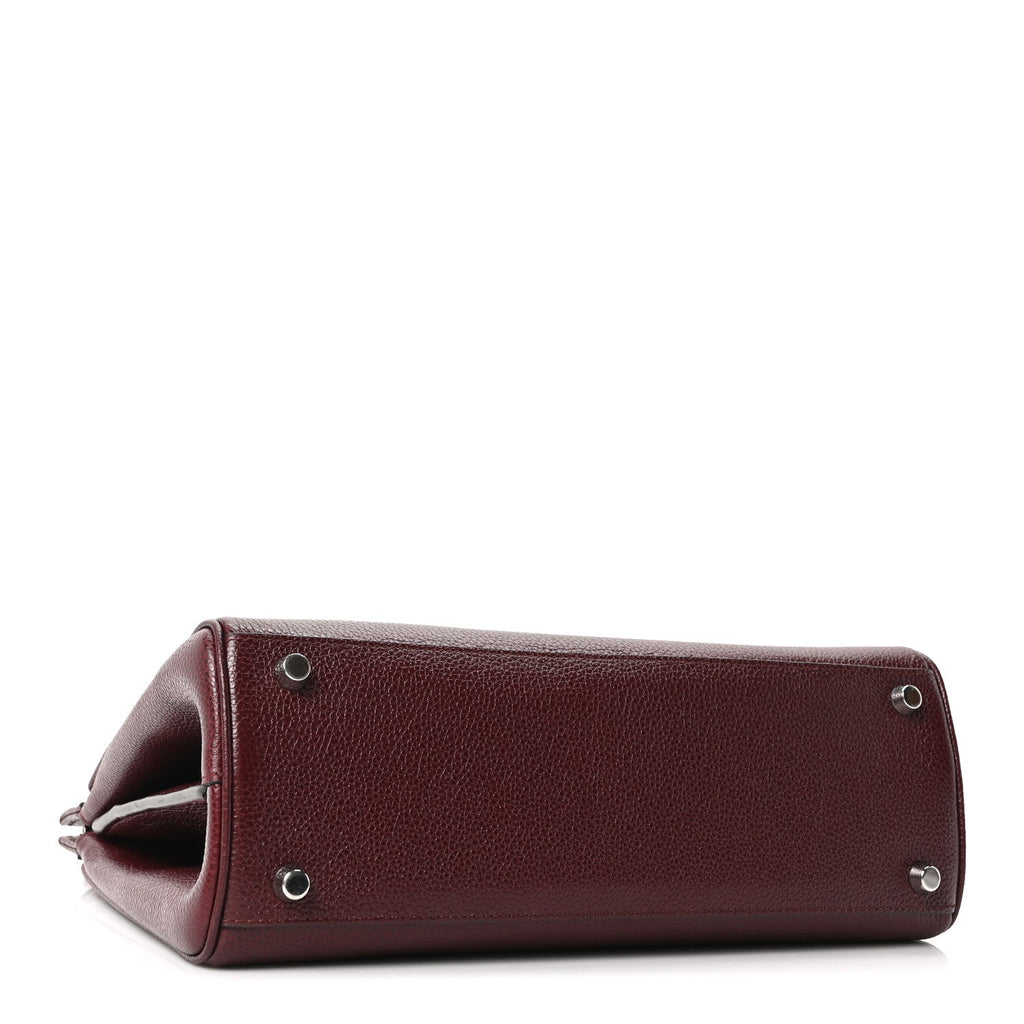 Grainy Calfskin Small Zumi Top Handle Bag Vintage Bordeaux