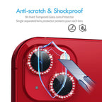 Diamond Camera Lens Protector, Diamond Tempered Glass Camera Cover Screen Protector For Iphone 14 / Iphone 14 Plus In Red