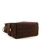 Suede Quilted Medium Chanel 25 Handbag Dark Brown