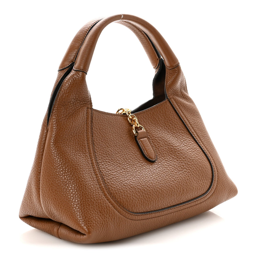 Grained Calfskin Softbit Medium Shoulder Bag Brown